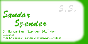 sandor szender business card